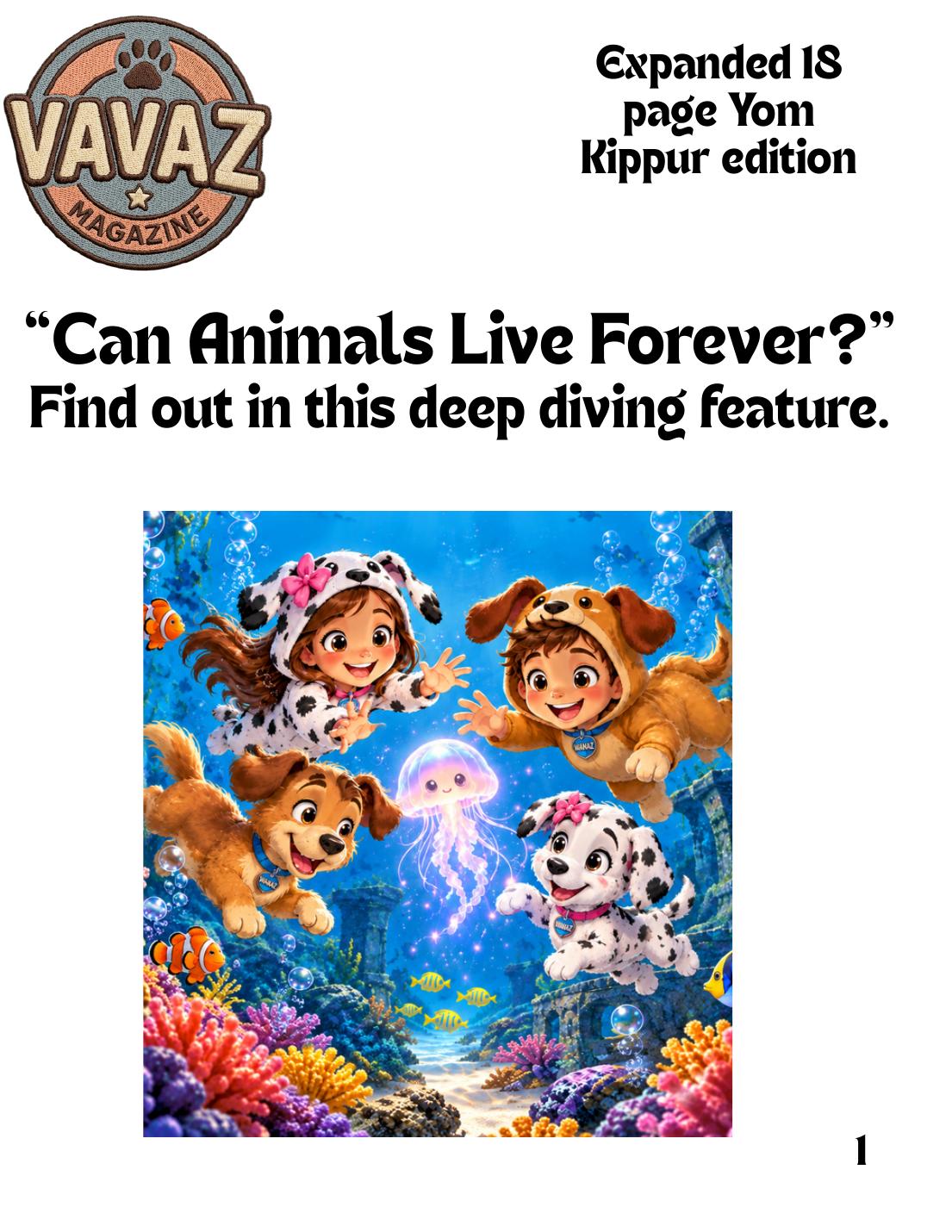 Cover of Vavaz issue 20: Yom Kippur Edition: Can Animals Live Forever?